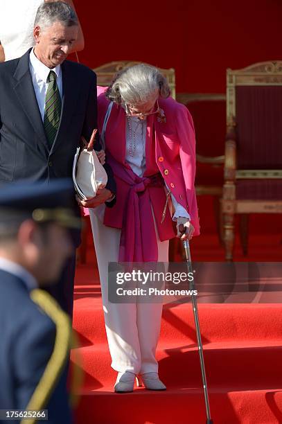 Queen Fabiola of Belgium during the Military Parade on July 21, 2013 in Brussels, Belgium.