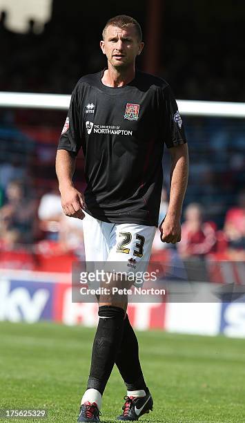 Matt Heath of Northampton Town in action during the Sky Bet League Two match between York City and Northampton Town at Bootham Crescent on August 3,...