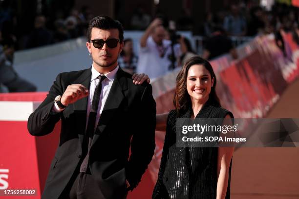 Antonio Stash Fiordispino and Lodovica Comello attend the red carpet for "Trolls 3" during the 18th Rome Film Festival at Auditorium Parco Della...