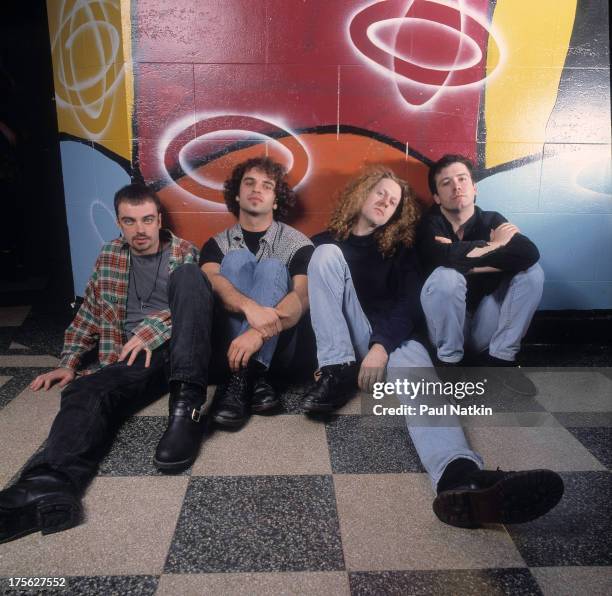 Group portrait of music band Catherine Wheel, at Metro, Chicago, Illinois, October 23, 1992.