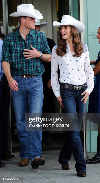Britain's Prince William and his wife Catherine, Duchess of Cambridge, depart the Calgary Stampede in Calgary, Alberta, July 7, 2011. The Prince and...
