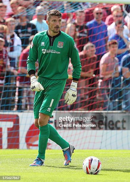Matt Duke of Northampton Town in action during the Sky Bet League Two match between York City and Northampton Town at Bootham Crescent on August 3,...