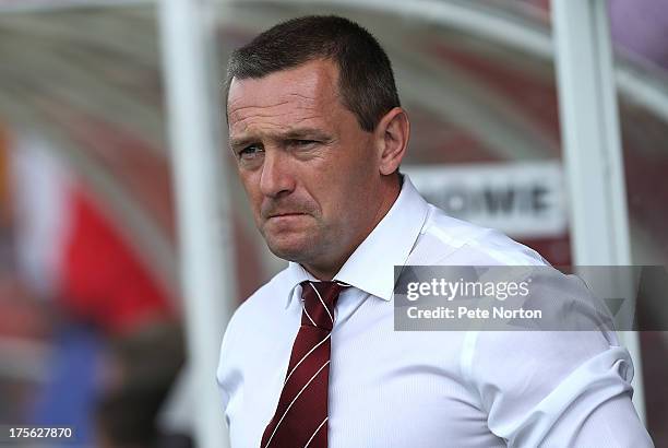 Northampton Town manager Aidy Boothroyd looks on prior to the Sky Bet League Two match between York City and Northampton Town at Bootham Crescent on...