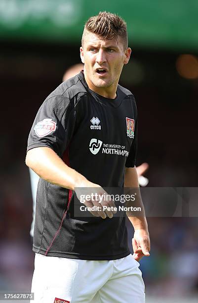 Gary Deegan of Northampton Town in action during the Sky Bet League Two match between York City and Northampton Town at Bootham Crescent on August 3,...