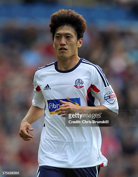Chung Yong Lee of Bolton Wanderers in action during the Sky Bet Championship match between Burnley and Bolton Wanderers at Turf Moor on August 03,...