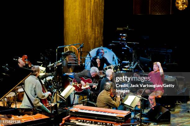 American Jazz musician and composer John Zorn conducts music from his 'Book of Angels' with his Bar Kokhba Sextet, with Marc Ribot, on guitar, Mark...