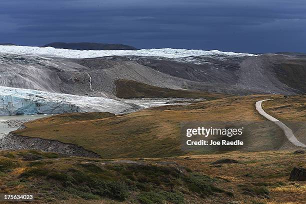Glacier is seen on July 12, 2013 in Kangerlussuaq, Greenland. As the sea levels around the globe rise, researchers affiliated with the National...