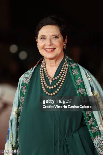 Isabella Rossellini attends a red carpet for the movie "La Chimera" during the 18th Rome Film Festival at Auditorium Parco Della Musica on October...