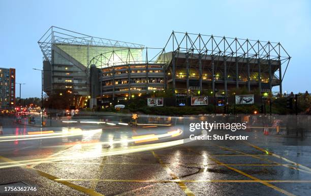 General view of St James' Park outside prior to the UEFA Champions League match between Newcastle United FC and Borussia Dortmund at St. James Park...