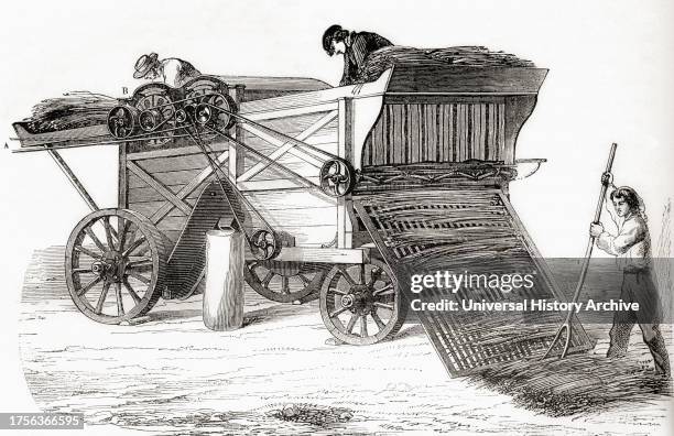 1880 USA Buffalo Pitts horse-drawn farming thresher large trade card 1880 USA Buffalo Pitts horse-drawn farming thresher large trade card