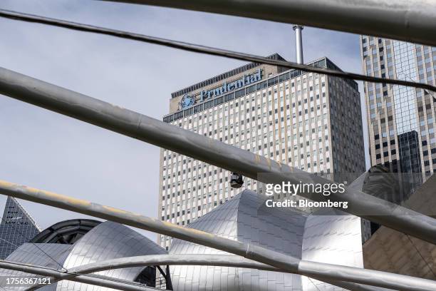 Prudential Plaza overlooks the Jay Pritzker Pavilion in Chicago, Illinois, US, on Wednesday, Oct. 4, 2023. Prudential Financial Inc. Is scheduled to...