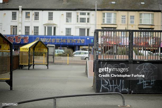 Grafitti covers a skate park on Rhyl Promenade on August 5, 2013 in Rhyl, Wales. The think tank The Centre for Social Justice has today said that...