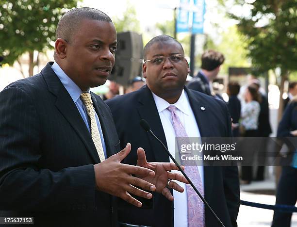 Transportation Secretary Anthony Foxx and David Strickland, administrator of the National Highway Traffic Safety Administration announce a new...