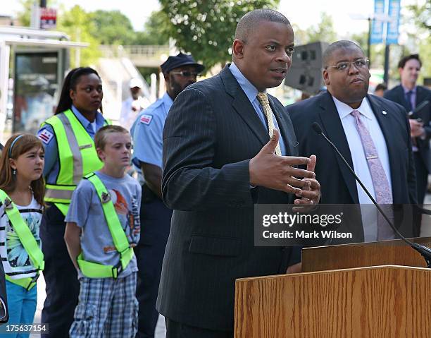 Transportation Secretary Anthony Foxx and David Strickland, administrator of the National Highway Traffic Safety Administration announce a new...