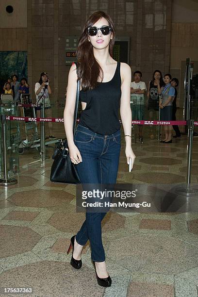 South Korean actress Lee Da-Hey is seen on departure at Gimpo International Airport on August 5, 2013 in Seoul, South Korea.
