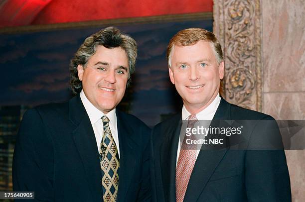 Episode 529 -- Pictured: Host Jay Leno and former U.S. Vice President Dan Quayle on September 7, 1994 --