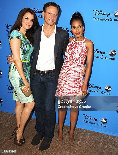 Bellamy Young, Tony Goldwyn and Kerry Washington arrives at the 2013 Television Critics Association's Summer Press Tour - Disney/ABC Party at The...