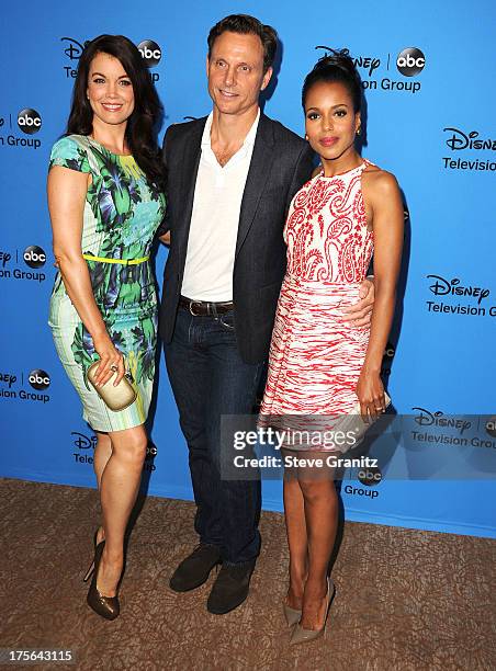 Bellamy Young, Tony Goldwyn and Kerry Washington arrives at the 2013 Television Critics Association's Summer Press Tour - Disney/ABC Party at The...