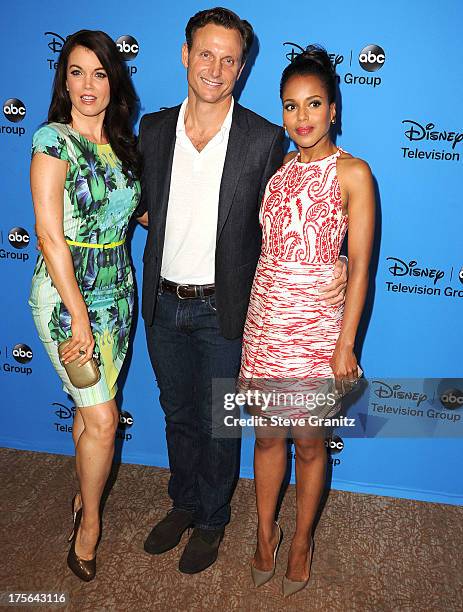 Bellamy Young, Tony Goldwyn and Kerry Washington arrives at the 2013 Television Critics Association's Summer Press Tour - Disney/ABC Party at The...