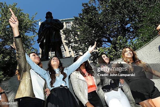 Dinah Jane Hansen, Camila Cabello, Normani Hamilton, Lauren Jauregui and Ally Brooke Hernandez of Fifth Harmony visit Madison Square Park on August...
