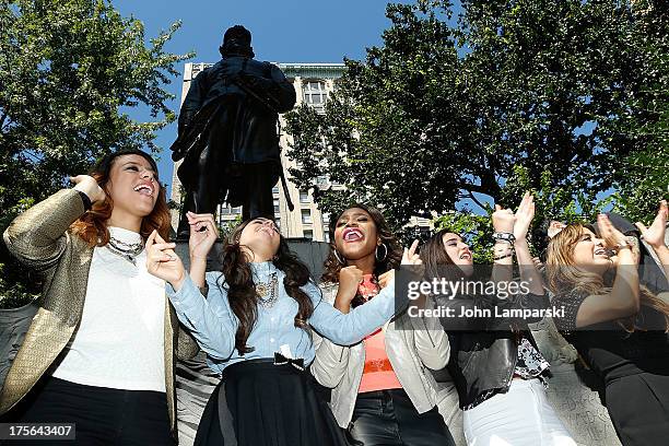 Dinah Jane Hansen, Camila Cabello, Normani Hamilton, Lauren Jauregui and Ally Brooke Hernandez of Fifth Harmony visit Madison Square Park on August...