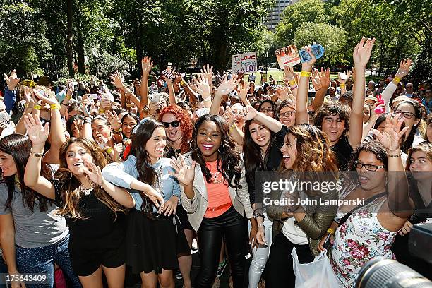 Ally Brooke Hernandez, Camila Cabello, Normani Hamilton , Lauren Jaurequi and Dinah Jane Hansen of Fifth Harmony Visit Madison Square Park on August...