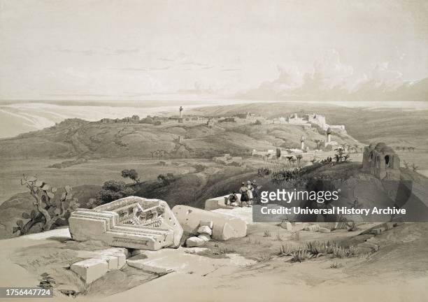 Gaza. After a work by Scottish artist David Roberts, 1796-1864 and Belgian lithographer Louis Haghe, 1806-1885.