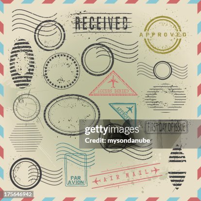 Computer Postal Stamp Vector Computer Generated Postage Stamps High-Res Vector Graphic ...