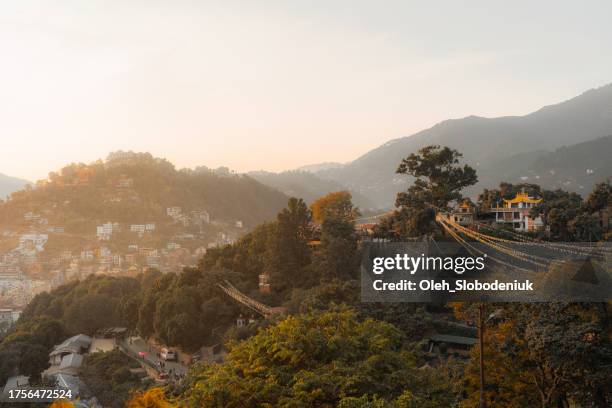 serene view of kathmandu from above at sunset - kathmandu stock pictures, royalty-free photos & images