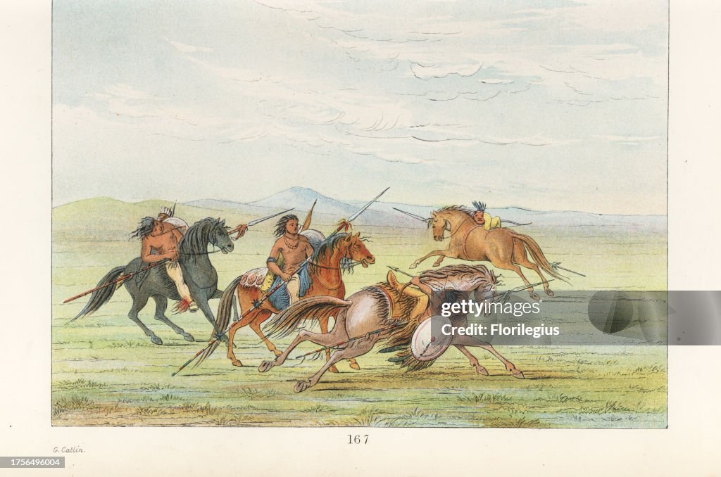 Comanche Squirrel Riding Rabbit Comanche warriors performing riding tricks and battle exercises ...