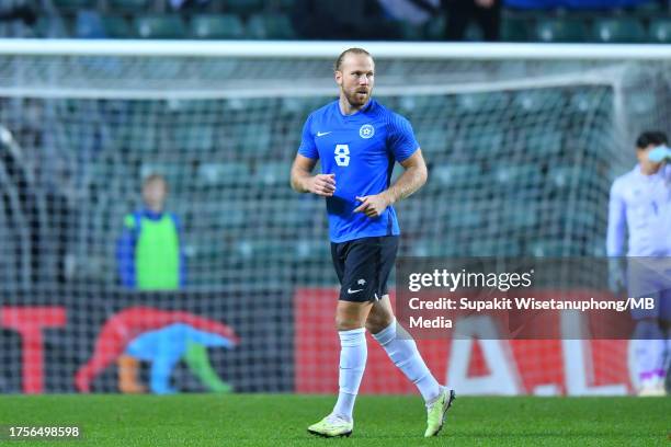 No.8 of Estonia Henri Anier during the international friendly match between Estonia and Thailand at A Le Coq Arena on October 17, 2023 in Tallinn,...