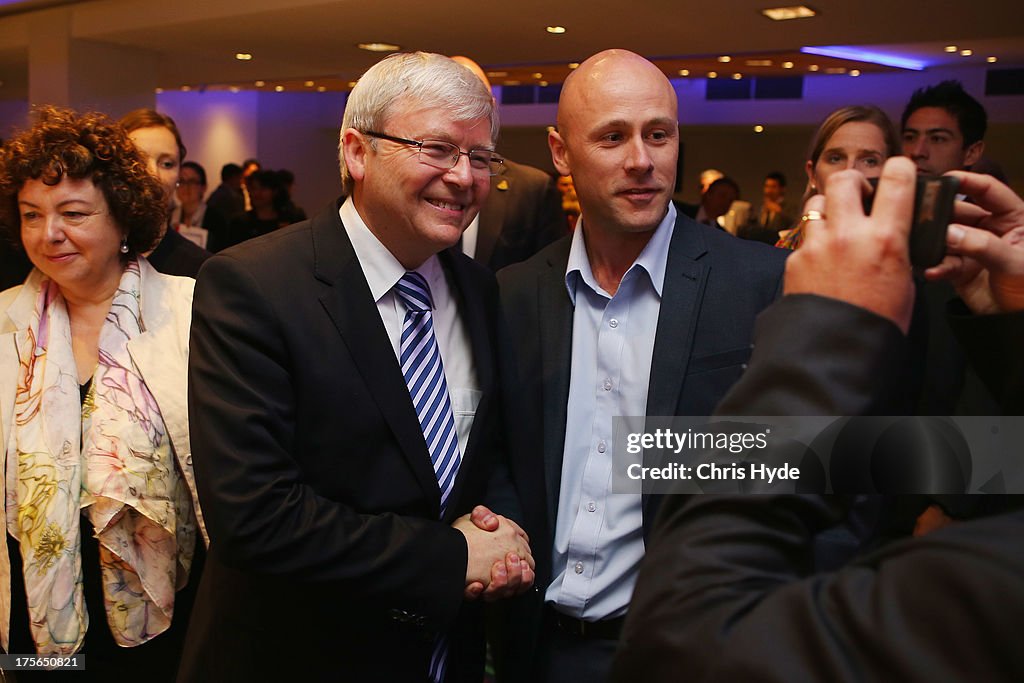 Kevin Rudd Queen Australian Prime Minister Kevin Rudd poses for a photo after a debate ...