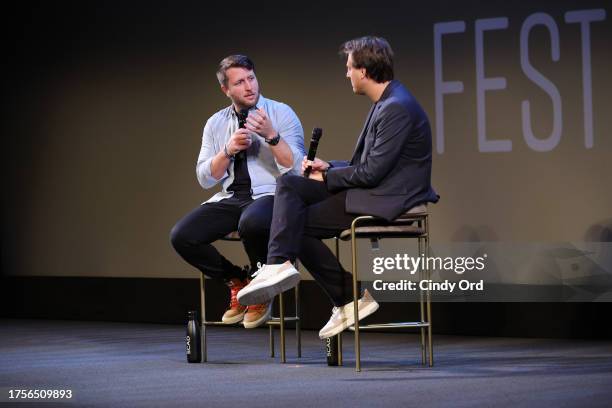 Matthew Heineman and David Canfield speak onstage at the "American Symphony" Q&A during the 26th SCAD Savannah Film Festival at the Lucas Theatre for...