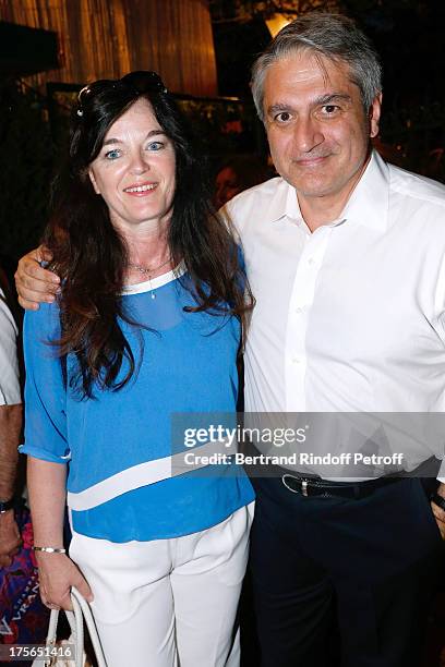 Publicis Jean-Yves Naouri and his wife attend "Un drole de pere" play at 29th Ramatuelle Festival day 6 on August 5, 2013 in Ramatuelle, France.