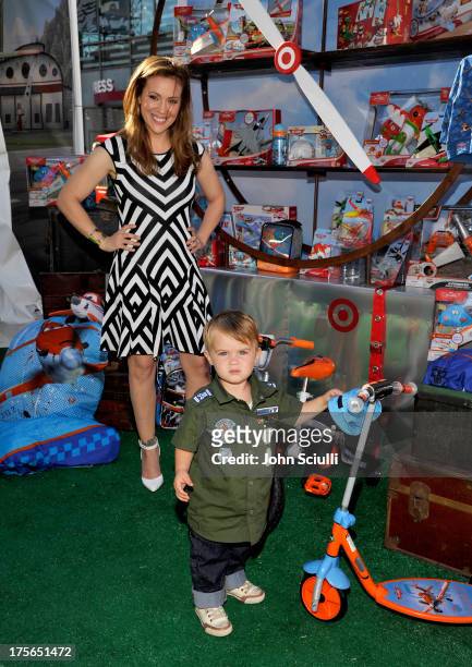 Actress Alyssa Milano and son Milo Thomas Bugliari at the world-premiere of "Disney's Planes" presented by Target at the El Capitan Theatre on August...