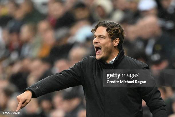 Edin Terzic, Head Coach of Borussia Dortmund, reacts during the UEFA Champions League match between Newcastle United FC and Borussia Dortmund at St....