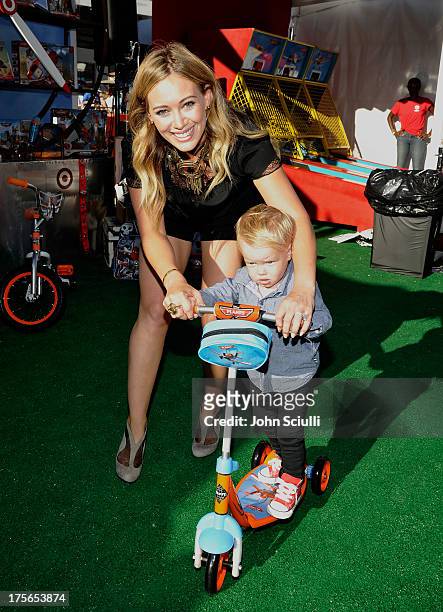 Actress Hilary Duff and son Luca Cruz Comrie at the world-premiere of "Disney's Planes" presented by Target at the El Capitan Theatre on August 5,...