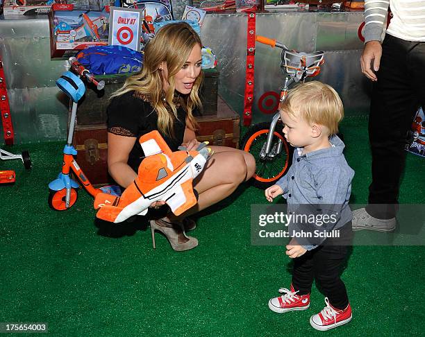 Actress Hilary Duff and son Luca Cruz Comrie at the world-premiere of "Disney's Planes" presented by Target at the El Capitan Theatre on August 5,...