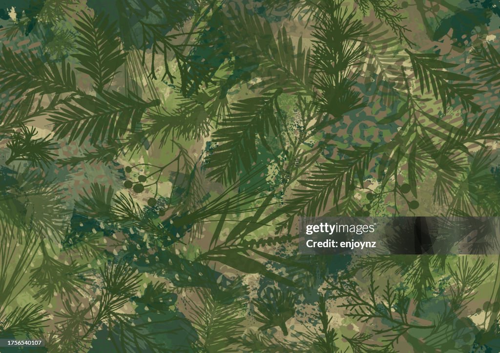 Seamless camouflaged plants background