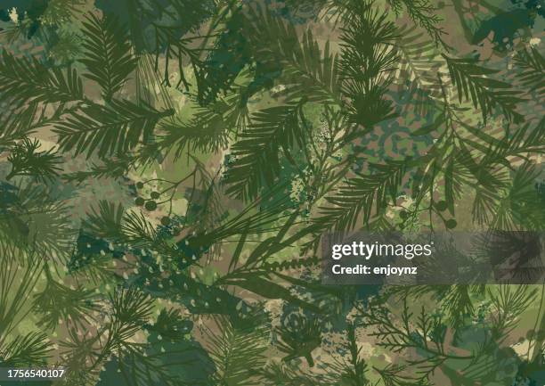 seamless camouflaged plants background - camouflage stock illustrations