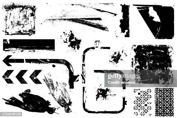 ilustraciones, imágenes clip art, dibujos animados e iconos de stock de texturas y elementos de diseño de black grunge - arte urbano