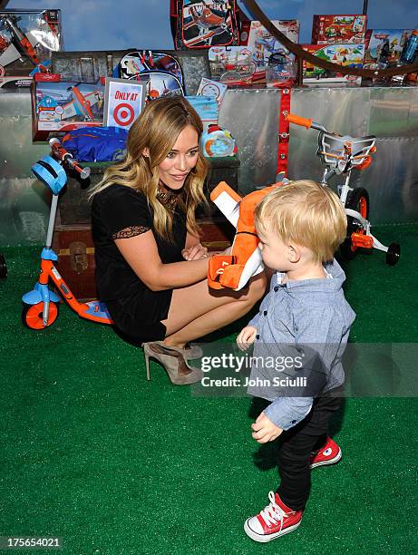 Actress Hilary Duff and son Luca Cruz Comrie at the world-premiere of "Disney's Planes" presented by Target at the El Capitan Theatre on August 5,...