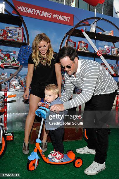 Actress Hilary Duff, son Luca Cruz Comrie, and husband Mike Comrie at the world-premiere of "Disney's Planes" presented by Target at the El Capitan...