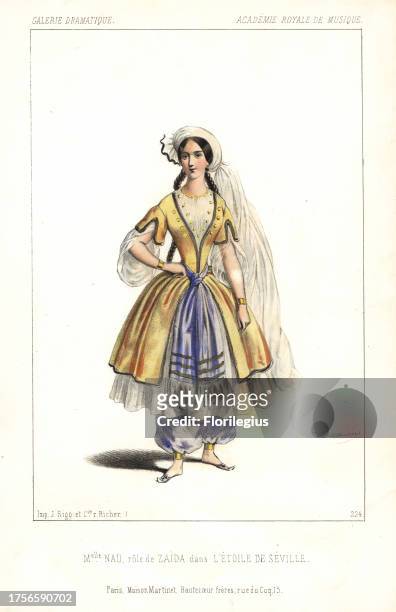 Spanish soprano opera singer Maria Nau as the Moorish slave girl Zaida in L'Etoile de Seville by Michael William Balfe, Academie Royale de Musique,...
