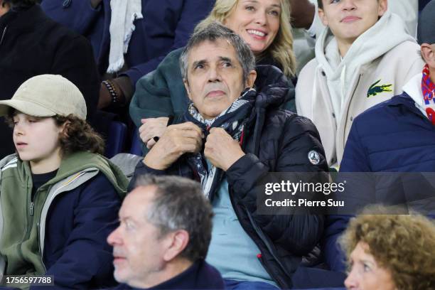 Julien Clerc is seen during the UEFA Champions League match between Paris Saint-Germain and AC Milan at Parc des Princes on October 25, 2023 in...