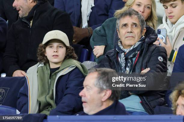 Julien Clerc is seen during the UEFA Champions League match between Paris Saint-Germain and AC Milan at Parc des Princes on October 25, 2023 in...