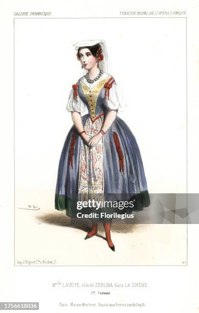 French soprano Anne-Benoite-Louise Lavoye as Zerlina in La Sirene by Daniel-Francois-Esprit Auber and Eugene Scribe, Theatre Royal de L'Opera...