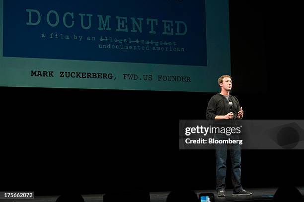 Mark Zuckerberg, chief executive officer of Facebook Inc., speaks prior to a screening of "Documented" in San Francisco, California, U.S., on Monday,...