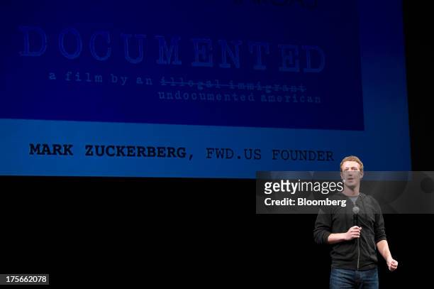 Mark Zuckerberg, chief executive officer of Facebook Inc., speaks prior to a screening of "Documented" in San Francisco, California, U.S., on Monday,...