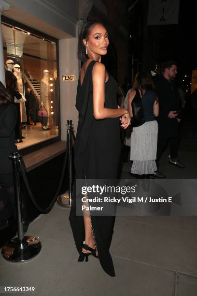 Jourdan Dunn seen attending the exclusive unveiling of the FENDI Winter 23/24 collection curated with Stefano Pilati on October 25, 2023 in London,...